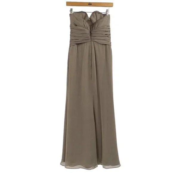 Alvina Valenta Taupe Sweetheart Neck Prom Chiffon Bridesmaid Dress Womens Size 6 - Picture 2 of 11